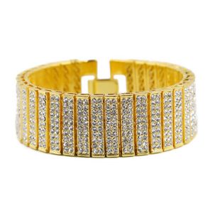 Bracelet Hip Hop Hop Bracelet Iced Out Silver Gold Zinc en alliage de zinc Bracelet Simulate Diamond Tennis Bracelet Hiphop pour fête Gift2986