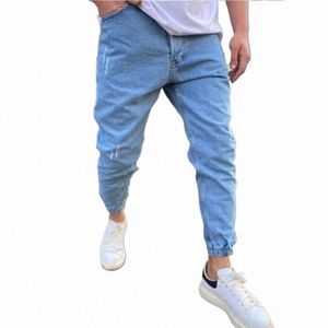 Hommes Hip Hop Bundle Foot Jeans Couleur Unie Rayé Jambe Large Jeans Printemps Et Automne Casual Jogging Crayon Pantalon Été Streetwear 1097 #