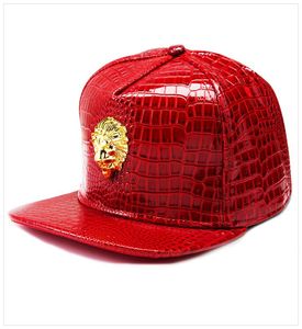 Hommes Hip Hop Casquettes Street Dance Baseball Hiphop Chapeaux Golden Lion Head Baseball Caps Faux Cuir Casual Crocodile Grain Soleil Chapeaux Sna5070717