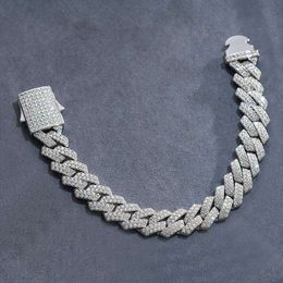 Men Hip Hop Chain Sier Cuban Link Chainle Homme Rope 12 mm Iced out Vvs Real Moisanite Custom Bracelet