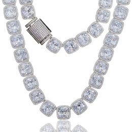 Мужское тяжелое ожерелье в стиле хип-хоп с квадратным кластером cz, теннисная цепочка большого размера, ожерелье с большим камнем, очаровательное модное ювелирное изделие3199
