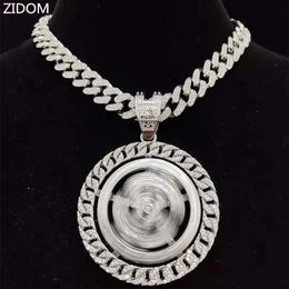 Hommes Hip hop glacé Bling rotatif Dollar pendentif collier chaîne cubaine Hiphop colliers mode charme bijoux 240313