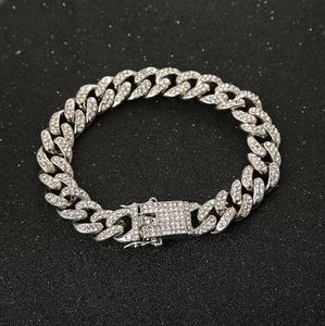 Mannen Hip Hop Iced Out Crystal Prong Cubaanse Ketting Armbanden Vrouwen Luxe Verharde Strass Link Chain Armband Punk Rapper Sieraden