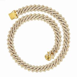 Hommes Hip Hop bijoux 17mm chaîne cubaine collier or glacé lien cubain chaîne collier diamant naturel chaîne cubaine