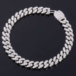 Hommes Hip Hop Jewelry Moisanite Lab Made Diamond Women Choker Miami Link Chain 10 mm Collier sterling Cuban