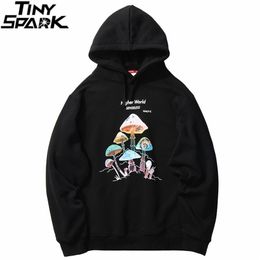 Männer Hip Hop Streetwear Regenbogen Pilz Hoodie Sweatshirt Herbst Winter Harajuku Hoodie Pullover Baumwolle Mit Kapuze Sweatshirt 201130