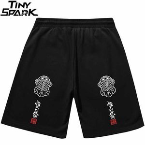 Heren Hip Hop Streetwear Shorts Chinese Kanji Print Zweetbroek Harajuku Katoenen Jogger Zomer Track Korte Sweatpant 210714