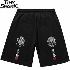 Hommes Hip Hop Streetwear Shorts Chinois Kanji Imprimer Pantalon De Jogging Harajuku Coton Jogger D'été Piste Courte Pantalon De Survêtement 210716