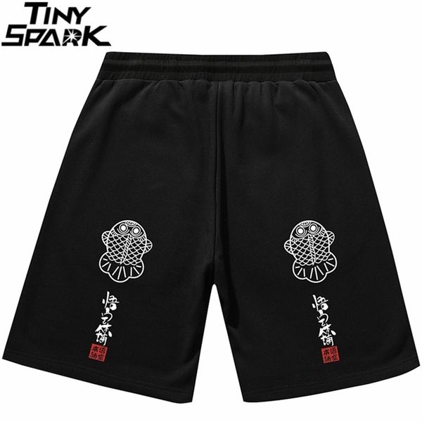 Hombres Hip Hop Streetwear Shorts Chino Kanji Imprimir Pantalones de sudor Harajuku Algodón Jogger Summer Track Short Sweetpant 210806