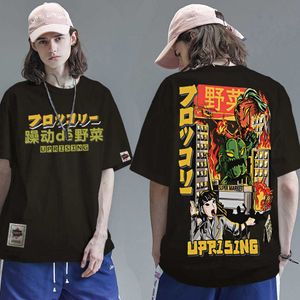 Hombre Hip Hop T SHIRT Japanese Harajuku Dibujos animados Monster T-shirt Streetwear Tops Tops Tees Algodón Tshirt Oversized Hiphop 210629