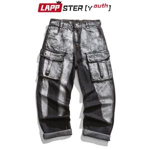 Hommes Hip Hop Vintage Rayé Punk Jeans Automne Mens Streetwear Tie Dye Imprimer Pantalon Cargo Poches Mâle Joggers 210420