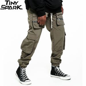 Mannen Hip Streetwear Cargo Pants Multi Pockets Harajuku Joggers Track Broek Elastische Taille Tactical 210715