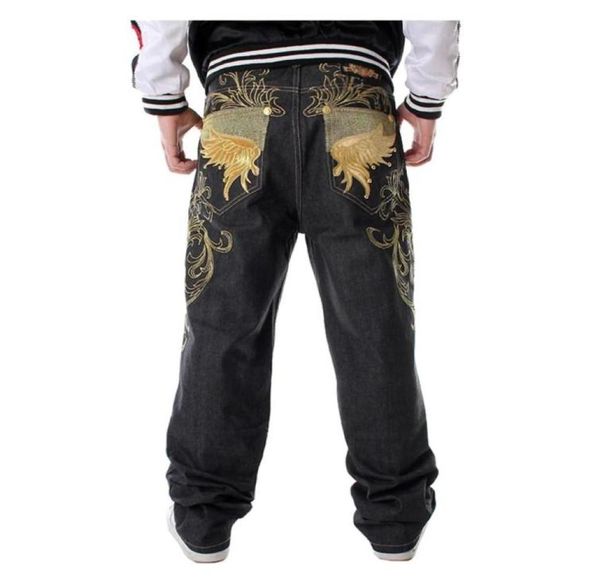 Men Hiphop Jeans sueltos más alas de bordado de gran tamaño pantalones holgados de mezclilla macho Hip Hop Streetwear pantalones largos99133154406044