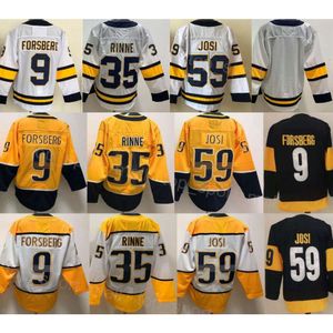 Heren Hockey 59 Roman Josi Jerseys 35 Pekka Rinne 9 Filip Forsberg Centennial Classic Stadium Series Reverse Retro Marineblauw Geel Wit Team Borduren en naaien