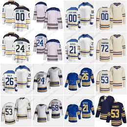 Hommes Hockey Heritage Classic 72 Tage Thompson Jersey Reverse Rétro 26 Rasmus Dahlin 53 Jeff Skinner 21 Kyle Okposo 24 Dylan Cozens 68''nhl