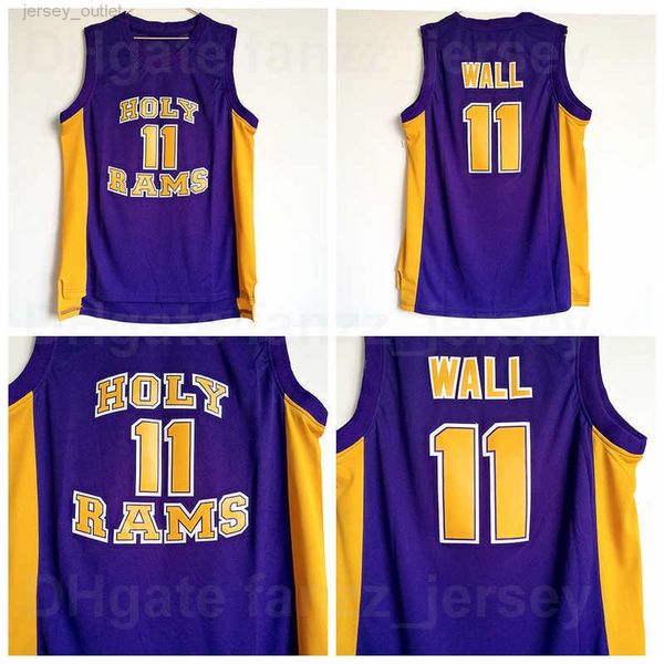 Hommes Holy John Wall Lycée Basketball Maillots 11 Moive Violet Équipe Couleur Respirant Chemise Pour Les Fans De Sport Pur Coton Université Top / Haute Qualité En Vente