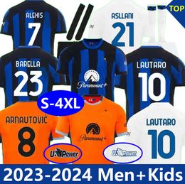 Men Home Football Shirt 2023 2024 3xl 4xl Inters Co Branded Version Soccer Jersey 23 24 Barella Giroud Lautaro Pavard Dumfries Brahim Dimarco Thuram Bastoni Kid Kit