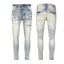 Heren Hommes Pb paarse skinny jeans verfgewassen vervagingssteekdetail