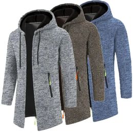 Männer Mit Kapuze Pullover Herbst Warme Jacke Mäntel Oversize Sweatshirt Zipper Winter Einfarbig Top Outdoor Marke Streetwear 240118