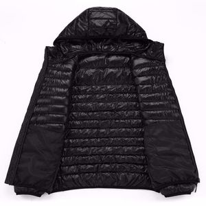 Hommes Hooded White Duck Down Jacket Warm Line Portable Package 201104