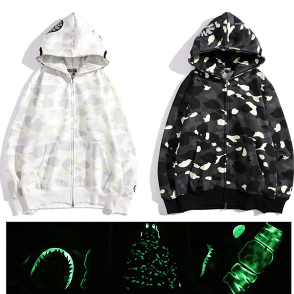 Hommes Sweat à capuche Designer Zip Up Sweats à capuche Shark réfléchissant Femmes Sweatshirts Pulls à capuche surdimensionné couleur Camo large fermeture éclair double casquette Embroi 575