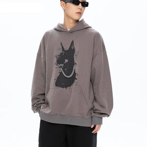 Men Hoodie Sweatshirt Hip Hop Doberman Dog Print Hooded Sweatshirt Streetwear Harajuku Fashion Casual pullover Hoodies mannelijk