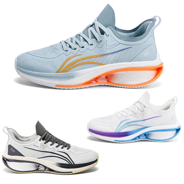 Gran oferta de zapatillas para correr para hombre, cómodas, antideslizantes, resistentes al desgaste, transpirables, con cordones, color azul y naranja, zapatillas deportivas para hombre