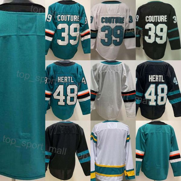 Hommes Hockey sur glace 39 Logan Couture Jerseys 48 Tomas Hertl Reverse Retro Broderie et couture Team Couleur Noir Vert Blanc À l'extérieur pour les fans de sport Pur coton respirant