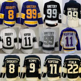 Hommes Hockey sur glace 8 Drew Doughty Jersey 11 Anze Kopitar 22 Kevin Fiala 9 Adrian Kempe 99 Wayne Gretzky Stadium Series Reverse Rétro Violet Noir Blanc Tout Cousu Vente