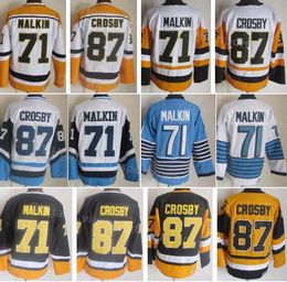 Mannen IJs Hockey Vintage Retro 71 Evgeni Malkin Jersey 87 Sidney Crosby Embroidery en Naaien Home Zwart Wit Blauw Geel Weg voor Sportfans Goede Kwaliteit te koop Qie