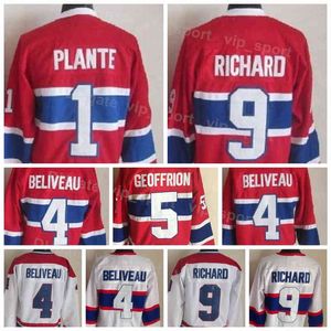 Mannen IJshockey Vintage Retro 9 Maurice Richard Jerseys CCM 1 Jacques Plante 5 Bernie Geoffrion 4 Jean Beliveau 16 Henri Richard 23 Bob Gaine