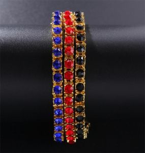 Men Iced 1 Row Rhinestones Tennis Bracelet Hip Hop Full -gekleurde Clear Red Blue Black Rhinestone Bangles 1152 B36591517