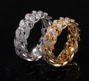 Men Iced Out 360 ETERNITY 8 mm Lien cubain Bling Anneaux Micro Pave Cubic Zirconia Diamants Simulats Ring Cuabn