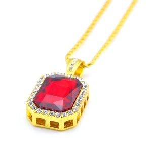 Mentes glacés Chaîne Pendante Rappers Hip Hop Micro Octogone Squarestone Color Stone Pendant avec 3 mm 24 chaîne de cordes 2304