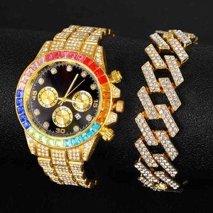 Men Iced Out Watch Luxury Diamond Gold Stainls Steel Quartz Polshorloge horloge mannelijke klokcadeau relogio masculinonkbr