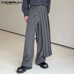 Mannen onregelmatige broek vaste kleur joggers streetwear los geplooide mannelijke rechte broeken casual lange broek s-5xl Incerun 240402