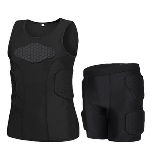 Artículo de hombre Panal Chaleco anticolisión Soporte para la espalda Camiseta Conjunto corto Camiseta de secado rápido Tops Pantalones Ropa deportiva para entrenamiento Fútbol Trainn