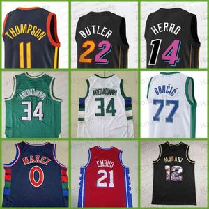 Hommes Iverson 75e Basketball Ja 12 Morant Blue Paul Jerseys Booker Jayson Devin Butler Doncic Herro Trae 11 Young Maxey Green Black Cousu