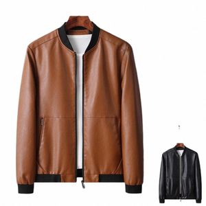 Veste en simili cuir pour hommes, Cardigan à fermeture éclair, manches Lg, coupe-vent, Surface lisse, grande taille, manteau de printemps pour usage quotidien, t53d #