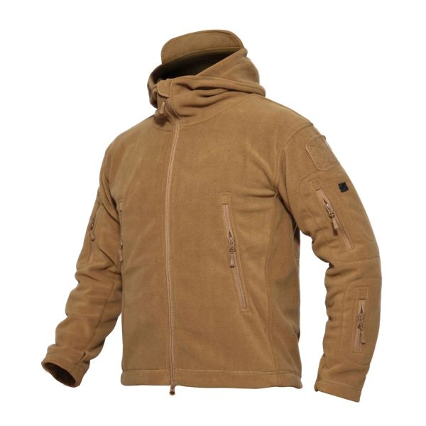 Chaqueta de hombres al aire libre lana suave táctica táctica táctica térmica polar con capucha