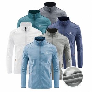 Hommes Veste Sun Protecti Vêtements Col montant Poches à fermeture éclair à séchage rapide Ultra-mince Manches Lg Anti-UV Manteau de pêche en soie glacée m1CG #