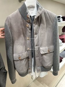 Vestes pour hommes automne et hiver manteau décontracté en cuir Brunello à manches longues