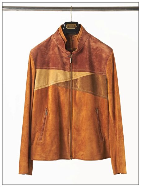 Vestes pour hommes automne et hiver zilli col en velours véritable peau de vache veste Orange manteau décontracté