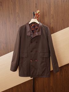 Zilli – vestes d'automne et d'hiver pour hommes, manteau épais en peau de mouton et soie, cuir marron foncé