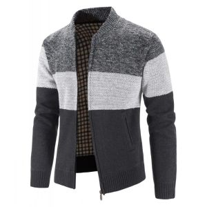 Hommes vestes Cardigans pulls Slim FIit décontracté Sweatercoats haute qualité hommes hiver plus épais chaud col montant Cardigans