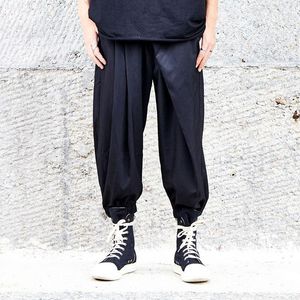 Mannen Japan Style Dark Black Casual Harem Pant Streetwear Hip Hop Punk Male Elastische Taille Losse Broek Herenbroek