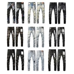 Men jeans denim rechte heren jeans paarse jeans ontwerper versleten Europese en Amerikaanse klassieke lang nieuw merk modemerk broek broek-size selectie