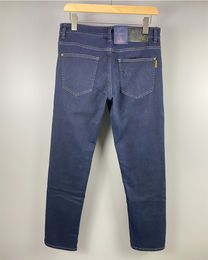 Men jeans ontwerper L modemerk slanke broek slanke fit v dik geborduurd blauw grijze broek nieuw product highd kwaliteit jeans trendy jeugd recht metalen leerlabel