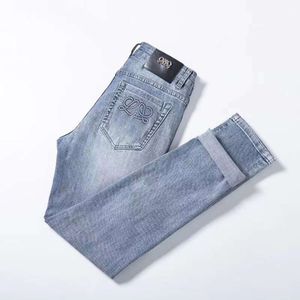 Jeans pour hommes pantalons de créateur hommes printemps mode broderie Jeans légers pantalons en Denim droits pour hommes pantalons en denim extensible