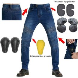 Homens jeans bordados calças da motocicleta pantalon motocross cinto de proteção engrenagem da motocicleta carteira de motorista teste motos jeans 240112